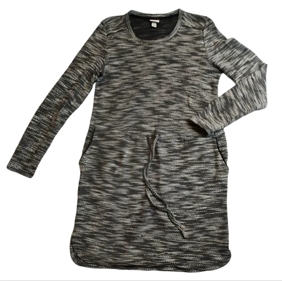 Merona Cotton Blend Heather Gray Drawstring Waist Dress Size Small - Picture 2 of 8